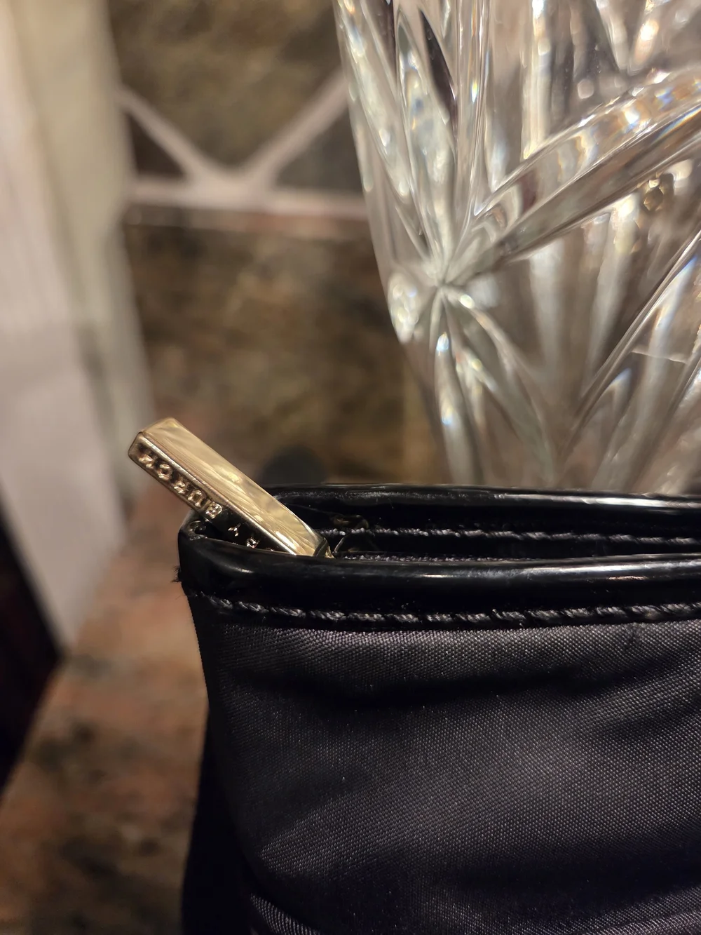 Tory Burch Black Nylon Crossbody Bag with Patent Wallet
